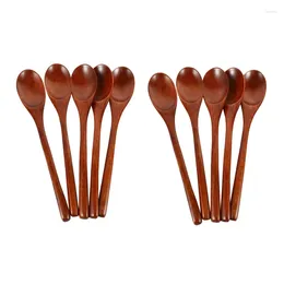 Spoons Wooden Soup Spoon 15 Pieces Eco Friendly Tableware Natural Ellipse Ladle Set For Eating Stirring