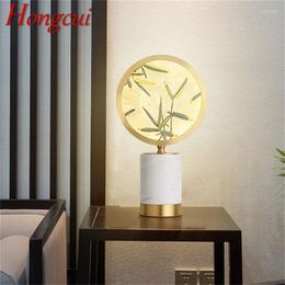 Table Lamps Hongcui Modern Lamp LED Desk Light Brass Luxury Marble Decorative For Bedside Bedroom Living Room Office