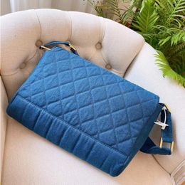 10A Fashion Women's Soft Blue Bag Canvas Lozenge Pattern Denim And Cross-body Bags Purse Sweet Classic Style Casual Pocket Cool Sq Ucik