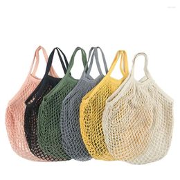 Shopping Bags 2 Pcs Portable Reusable Grocery Bag For Fruit Vegetable Cotton Mesh String Organiser Handbag Short Handle Net