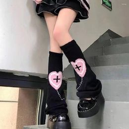 Women Socks Harajuku Cross Warm Pile Long Lolita Kawaii Knit Love Foot Girls Y2k Accessories Calf Knee
