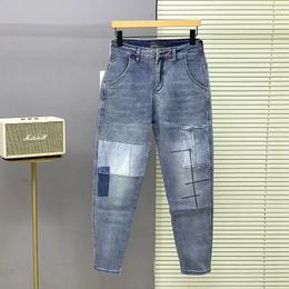 Men's Jeans 2024 Casual Denim For Men Luxury Clothes Spring And Autumn Wash Patchwork Designer Korean Style Tapered Leg Pants