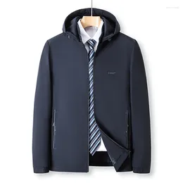 Men's Jackets Hooded Men Spring Autumn Stand Collar Jacket Coats Male Simple Solid Cloting High Quality Business Casual Black