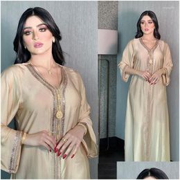 Ethnic Clothing Muslim Dress Dubai Womens Fashion Abaya Long Iron Diamond Large Middle East Gown Drop Delivery Apparel Otajr