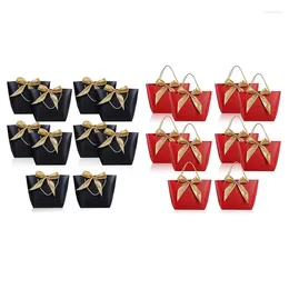 Shopping Bags Kf-20 Pcs Gift Bag With Handle Paper Party Favour Present Wrap Snack Bow Ribbon Black & Red