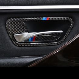 Carbon Fiber Car Sticker Interior Door Handle Cover Trim Door Bowl Stickers Decals Strips For BMW 3 4 Series 3GT F30 F31 F32 F34 Stylin Tils