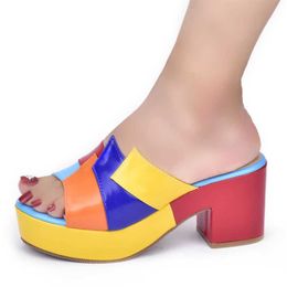 Dress Shoes Italian womens shoes with multi-color design wedge-shaped platform high heels thick suspenders sandals H240527 FZVD