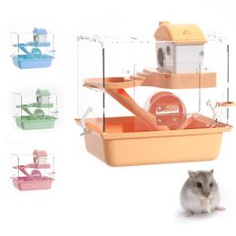 Mini Transparent Hamster Cage Strong Buckle Guinea Pig Small Animal Cage Panoramic Hamster House Habitat Small Pet Breeding Box 240510