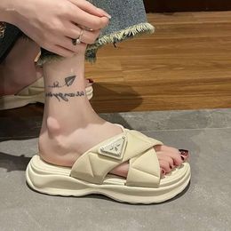 Summer Strap Elegant Sandals Cross Women's and Minimalist Thick Sole Versatile Slippers for Women Comfortable Non-slip Slides 61 08d Comtable