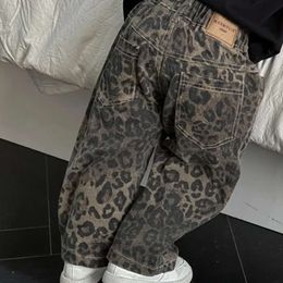Nya Spring Boys Leopard -mönster Baby Western Jeans 2024 Leisure Children's Pants L2405