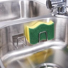Kitchen Storage Accessories Self Adhesive Sink Wire Ball Sponge Drain Drying Rack Organizer 304 Stainless Steel Sponges Holder