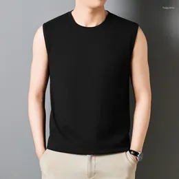 Men's Tank Tops 2024 Summer Cotton Men T-Shirts O-Neck Sleeveless Solid Pure Vest Tees