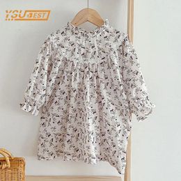 Girl Dresses Kids Baby Girls Long Sleeve Flower Printing Princess Dress Spring Autumn Sweet Lace Children Clothes