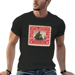 Men's Tank Tops Vintage US Norse Ship Centennial Postage Stamp T-Shirt Plus Size Boys White T Shirts Mens Cotton