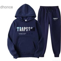 Marka Trapstar Erkekler Baskılı Spor Erkek 16 Sıcak Renk Setleri İki parça Set gevşek kapüşonlu pantolon koşu kıyafetleri