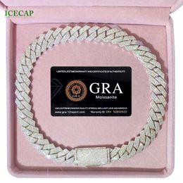 High Quality 18 mm 3 Rows VVS Moissanite Diamond Chain White Rose Gold Plated Hip-hop Necklace Cuban Link Chain