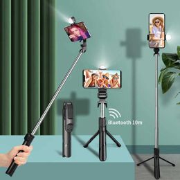 Selfie Monopods Wireless Bluetooth selfie stick tripod foldable with fill light shutter remote control S2452207