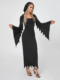 Casual Dresses Women Gothic Costumes Dress Vintage Steampunk Cosplay Hooded Fairy Gown Witch Halloween Carnival Party