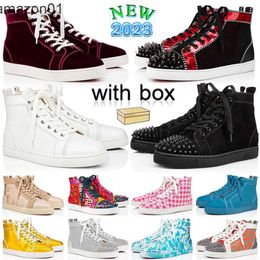 With Box Red Bottomlies Shoes Designer Shoes Mens Womens Big Size US 13 47 Des Chaussures Triple Black and White Genuine Leather Rivet Loafers Sneakers Spikes Tr LPWX