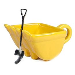 3D Yellow Excavator Bucket Model Cafe Coffee Mug With Spade Shovel Spoon Funny Digger Ashtray Cake Container Tea Cup OrangeBlack 240523