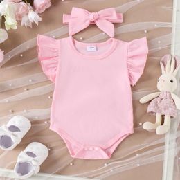 Clothing Sets Born Infant Girl Easter Outfit Dress Overall Skirt Ruffle Romper With Headband First