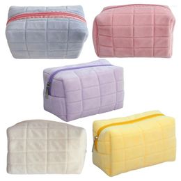 Cosmetic Bags Plush Bag Portable Zip Travel Organizer Solid Color Stationery Large Capacity Pillow Cute For Women Girls