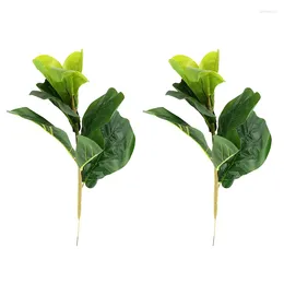 Decorative Flowers Small Artificial Fiddle Leaf Tree 11Inch Faux Ficus Lyrata For Home Wedding Courtyard Indoor And Outdoor Decoration