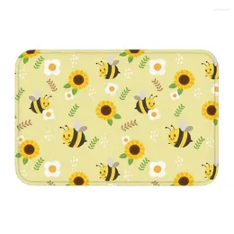 Carpets Personalised Cute Bumble Bee Sunflower Doormat Mat Anti-Slip Kitchen Living Room Welcome Rug Carpet Footpad 40 60cm