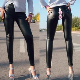 Women's Panties Outdoor Sex Pants For Winter Womens Clothes Faux PU Leather Zipper Open Crotch Sexy Warm Fleece Lined Leggings Plus Size