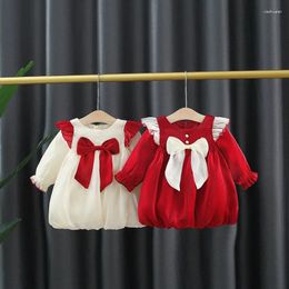 Girl Dresses Summer Baby Girls Dress Small Flying Sleeve Lantern Lace Pleated Zipper Bubble Bow Sweet Princess