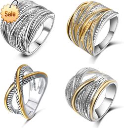 CASDAN 4Pcs Intertwined Crossover Rings For Women Fashion Wrap Chunky Rings Twine Twisted Cable Wide Statement Index Finger Band Ring Size 6-10