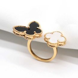 High standard Van rings gift first choice design with clover butterfly ring for womens fashion and adjustable ring have Original logo