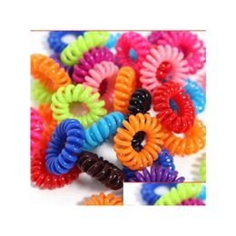 Hair Accessories 150Pcs/ Spiral Ties No Crease Phone Cord Elastic Candy Colours Coils Rings Colorf Ponytail Holders For Women Drop Deli Ots5P
