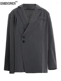 Women's Suits Eshin Grey Pleated Irregular Big Size Casual Blazer Women Lapel Long Sleeve Jacket Fashion Tide Spring Autumn 2024 XF1831