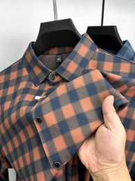 Autumn Highbrand end Brand Mens Long Sleeve Shirts Business Leisure Fashion Stripes High Quality Single breasted Shirts 240521
