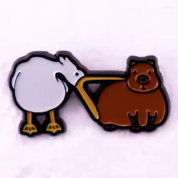 Brooches Funny Cartoon Capybara Lapel Pins For Backpack Enamel Pin Kids On Clothes Metal Badges Hat Jewellery Accessories