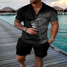 Summer Casual Man Clothing Fashion Outfits Mens Track Suit Sets Printed Button Shirts Shorts Set track Suits Outdoor Leisure Suits Plus Size Stripe tracksuits