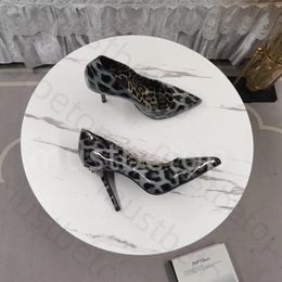Dress Shoes sexy Leopard print high heels Women high-heeled Luxury Golden patent leather sandals Women's Back Hollow Pointed Designe Slingback Sandals