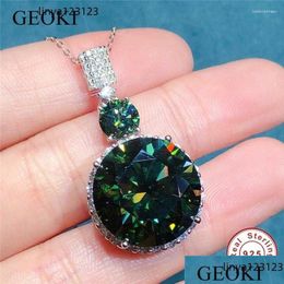 Other Pendants Geoki Female Luxury 925 Sterling Sier Total 16 Passed Diamond Test Perfect Cut Vvs1 Green Moissanite Pendant Necklace Dh3Zd