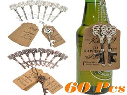Metal Key Beer Bottle Opener Wine Ring Keychain Wedding Party Favours Vintage Kitchen Accessories Antique Gifts for Guests3011778