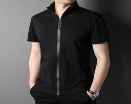 Men039s TShirts Top Grade Summer Brand Designer Tops Trendy Cool Men Tshirt With Zipper Solid Colour Short Sleeve Casual Fashio1778697