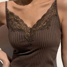 Camisoles & Tanks Summer Women Tank Top Solid Color Sexy Deep V Lace Neck Sleeveless Camisole Casual Slim Fit Pullover Female Sling Vest