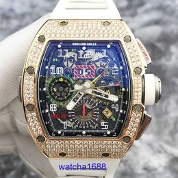 Designer RM Wrist Watch RM11-02 Rose Gold Chronograph Dual Time Zone RM1102 Automatic Mechanical Tourbillon Movement Chronograph Timepiece