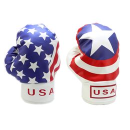 1 Pcs HELLO NRC Golf Headcovers for Driver Fairway Woods Boxing Glove USA PU Leather Golf Club #1 #3 #5 Wood Head Cover 240523