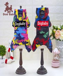 Dog clothes dog hoodie pet clothes dog coat jacket cotton baby pet clothes autumn and winter camouflage fourfoot cotton whole1836676