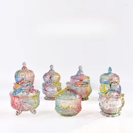 Bottles Europe Style Colourful Glass Dust-proof Lid Storage Dessert Candy Jars Tea Caddy Vase Sugar Pot Wedding Home Decor