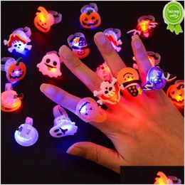 Party Decoration Led Light Halloween Ring Glowing Pumpkin Ghost Skl Rings Kids Gift For Home Horror Props Supplies Drop Delivery Garde Dhdvn