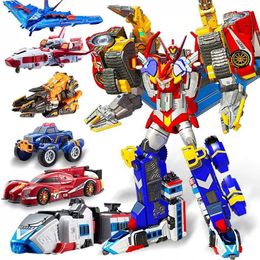 Transformation toys Robots 6 in 1 Tobot Master V Ultimate Galaxy Detectives Power Train Tobot Brothers Transform Combined Car Action Figure L Vehicle Toys Y240523