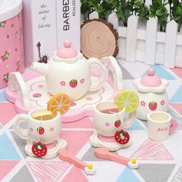 Kitchens Play Food Kitchens Play Food Creative White Afternoon Tea Set Lemon Simulation Game House Kitchen Wooden Childrens Toy New Strawberry Cake Toy WX5.21