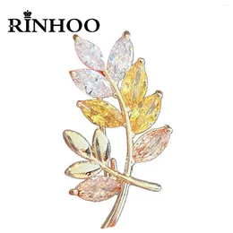 Brooches Rinhoo Fashion Shiny Zircon Tree Leaves For Women Vintage Crystal Leaf Collar Pins Simple Plant Clothes Corsage Jewellery